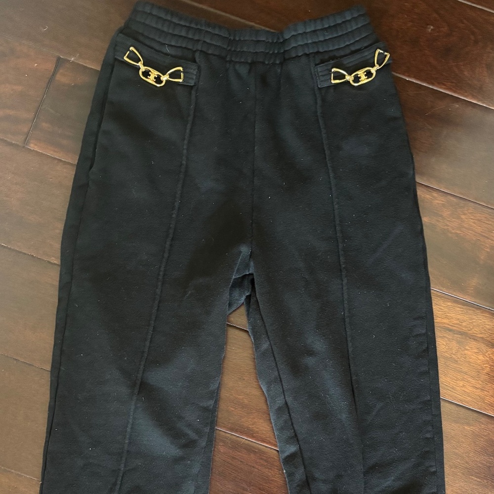 Celine black sweatpants with gold hardware